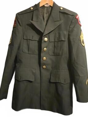 VINTAGE 1960S VIETNAM WAR U.S. ARMY GREEN SERVICE JACKET WOMENS SIZE 37 SHORT